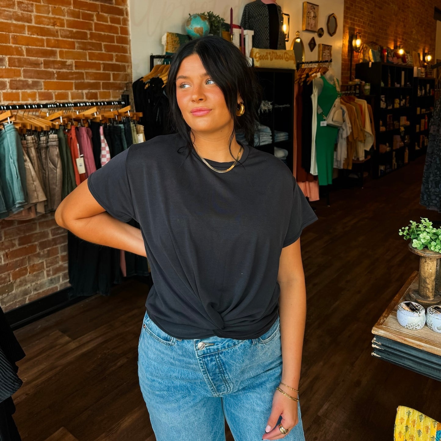 Black Knotted Top