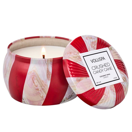 Voluspa Crushed Candy Cane Mini Tin Candle