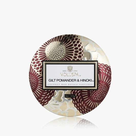Voluspa Gilt Pomander & Hinoki Mini Tin Candle