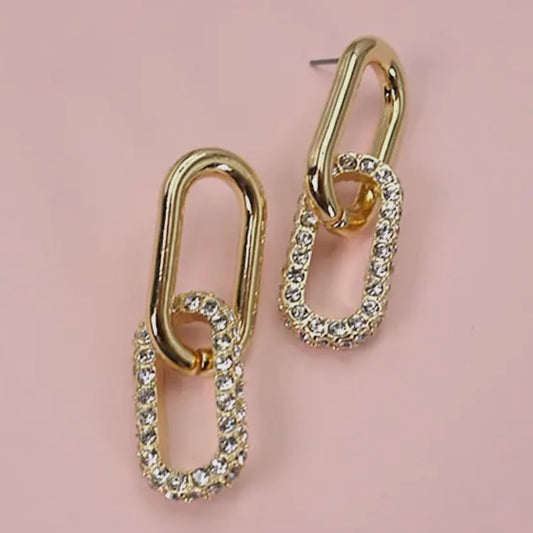 Rhinestone Double Link Earrings