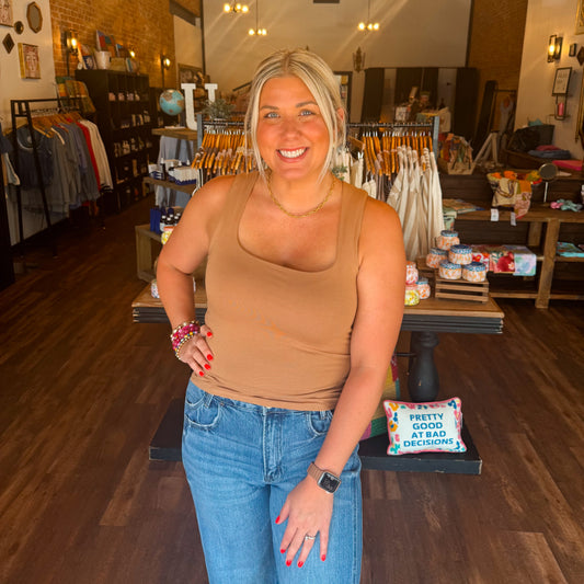 Toffee Double Lined Square Neck Tank