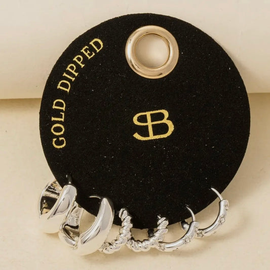 Gold Dipped Hinge Hoop Earrings Set