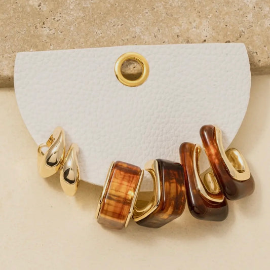 Acetate Square Hoop Earrings Set