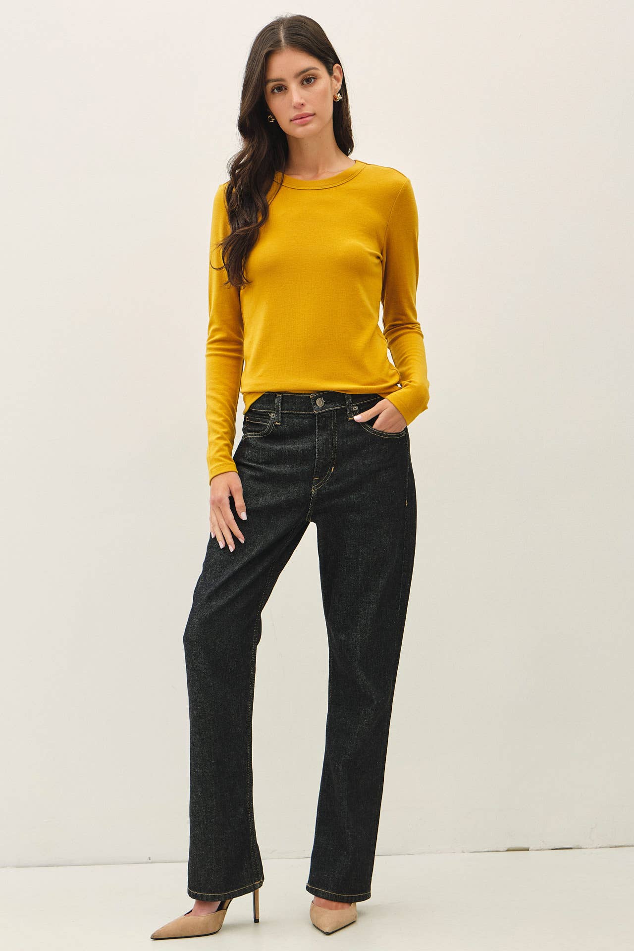 Round Neck Long Sleeve Top