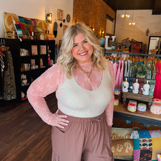 Plus Orchid Lace Mock Neck Layer Top