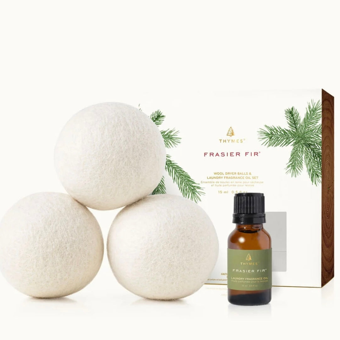 Frasier Fir Wool Dryer Balls & Laundry Fragrance Oil Set