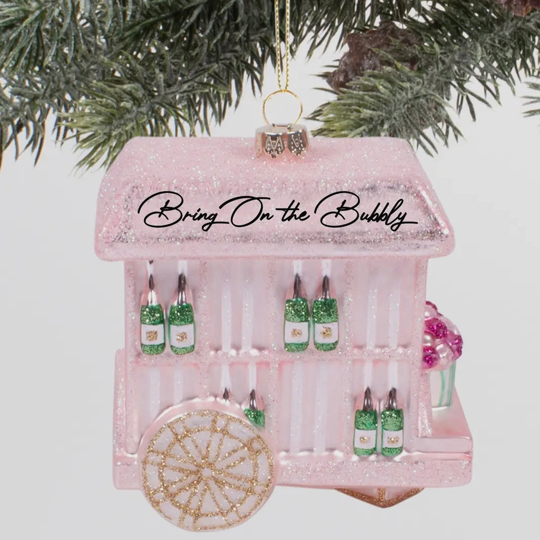 Bubbly Cart Glass Ornament