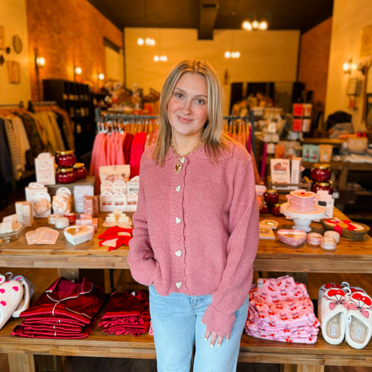 Heart Button Down Knit Sweater Cardigan