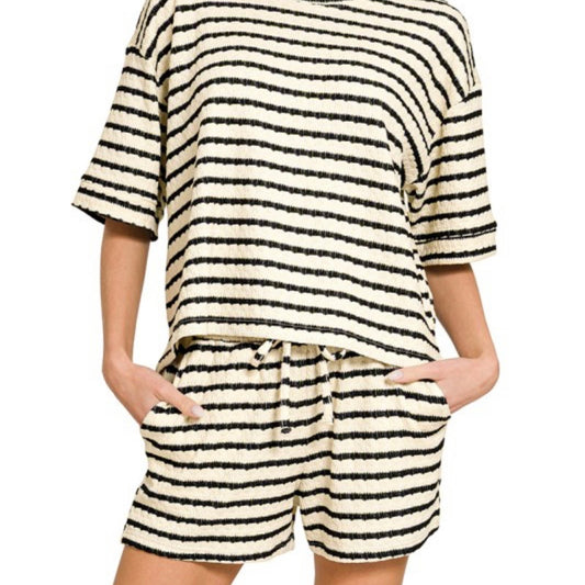 Stripe Short Sleeve Tee & Shorts Set