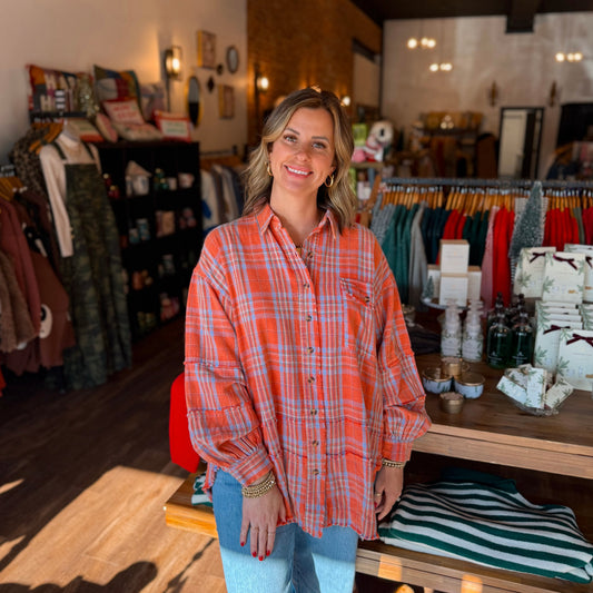 Oversized Distressed Mineral Wash Flannel