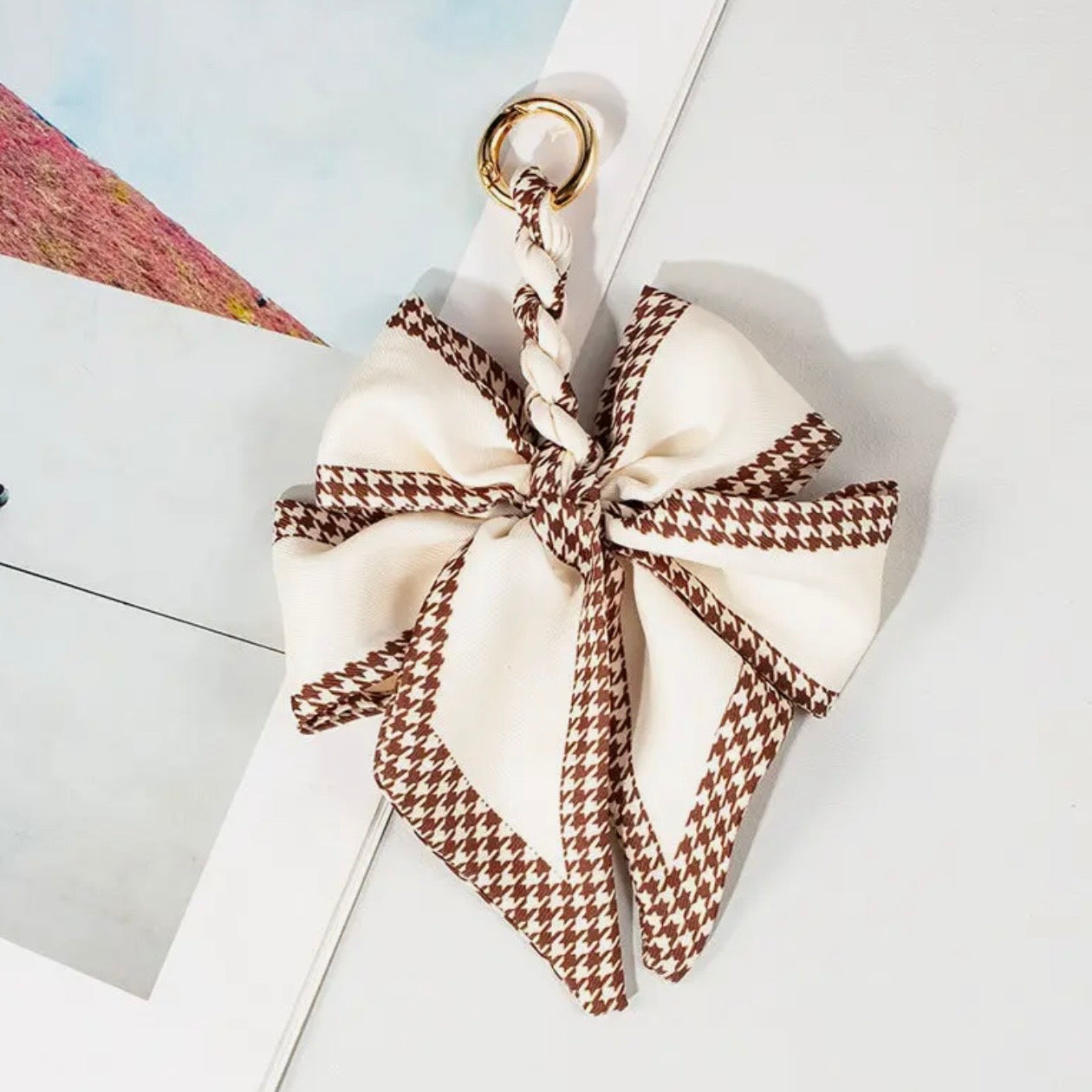 Vintage Print Bow Scarf Bag Charm