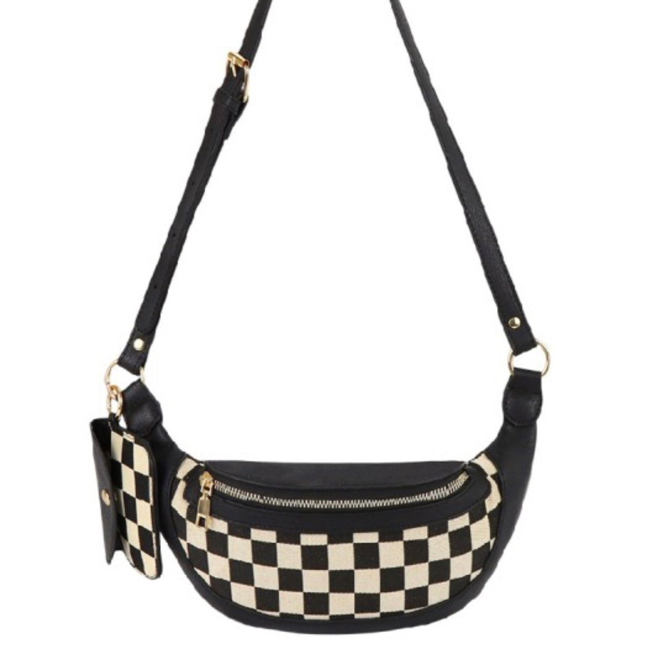 Checkered Crossbody Fanny Pack & Wallet