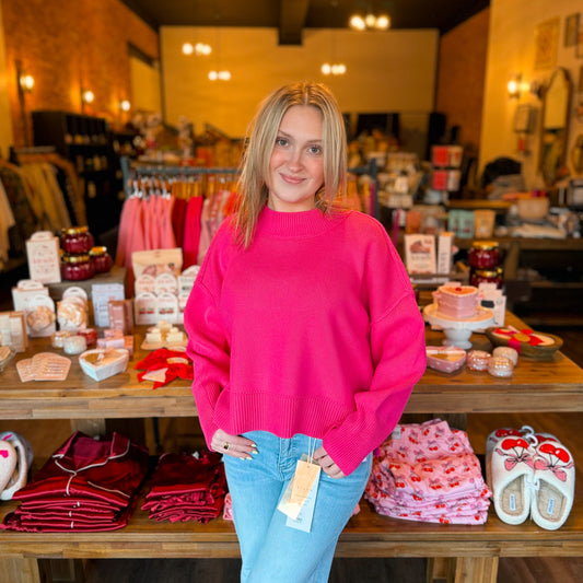 Wide Neck Band Drop Shoulder Sweater