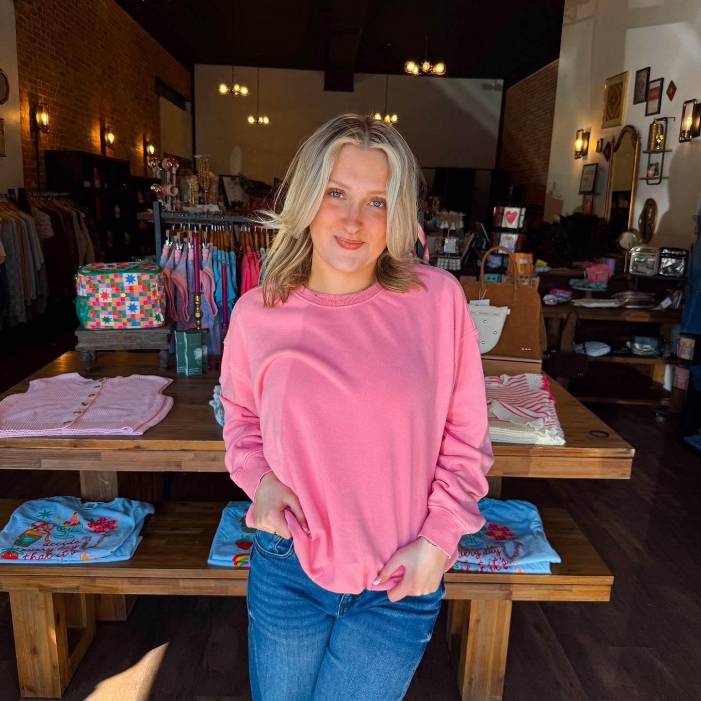 Bright Colored Mineral Washed Crewneck