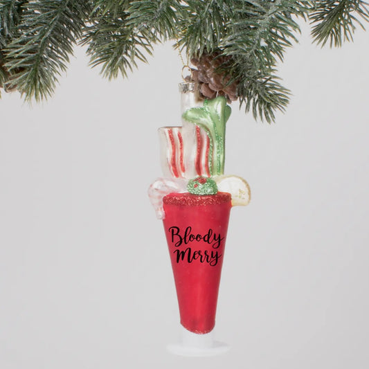 Bloody “Merry” Glass Ornament