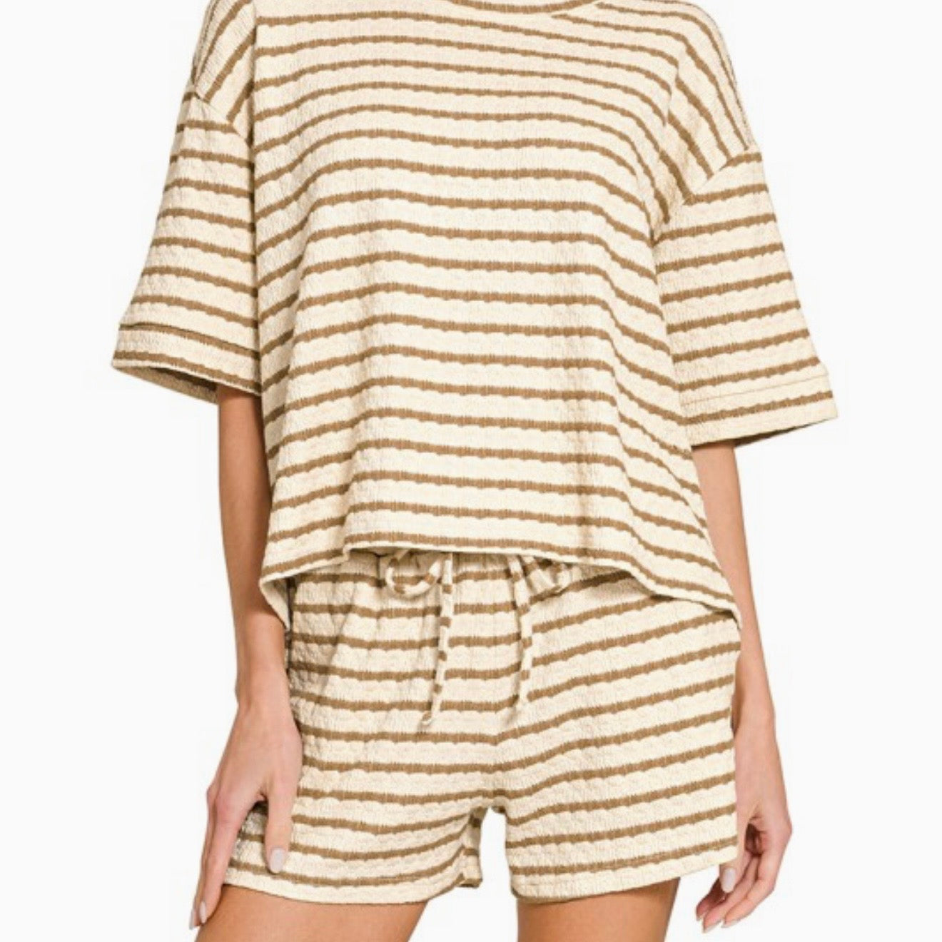 Stripe Short Sleeve Tee & Shorts Set