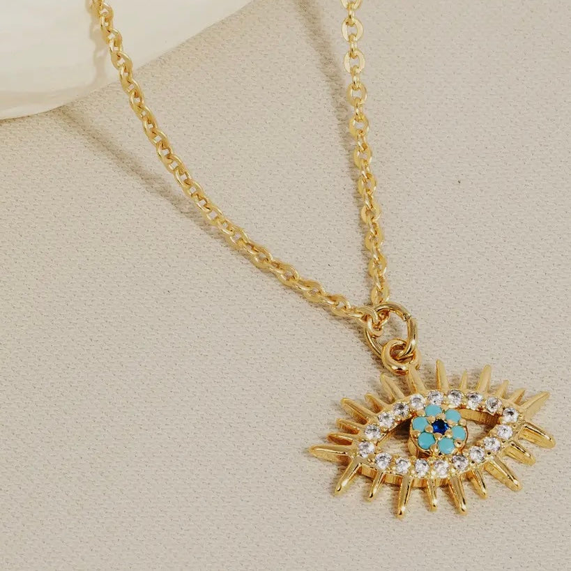 Pave Evil Eye Pendant Necklace
