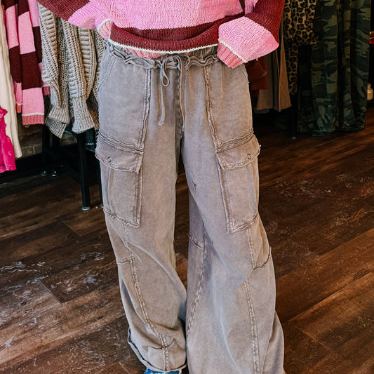 Mineral Washed Terry Knit Cargo Sweats