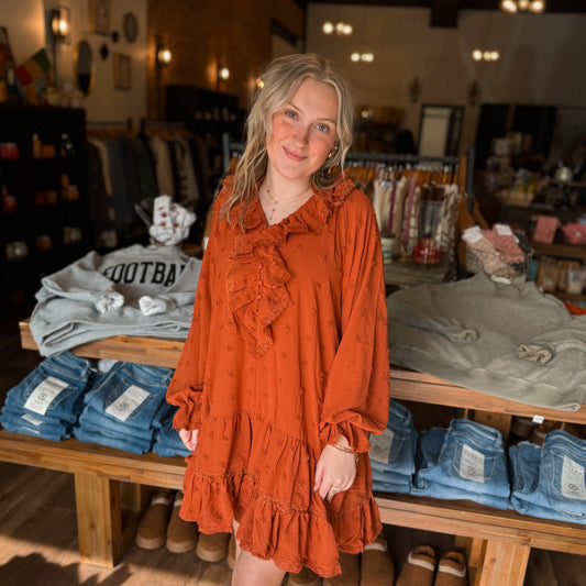Pom Pom Cappuccino Ruffle Dress