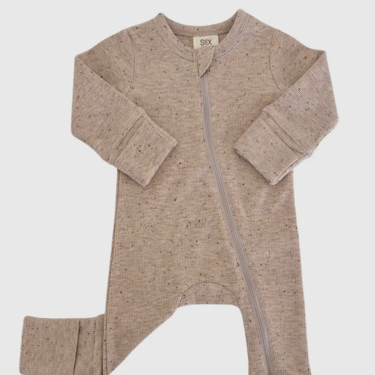 Tan Speckle 2-Way Zip Romper