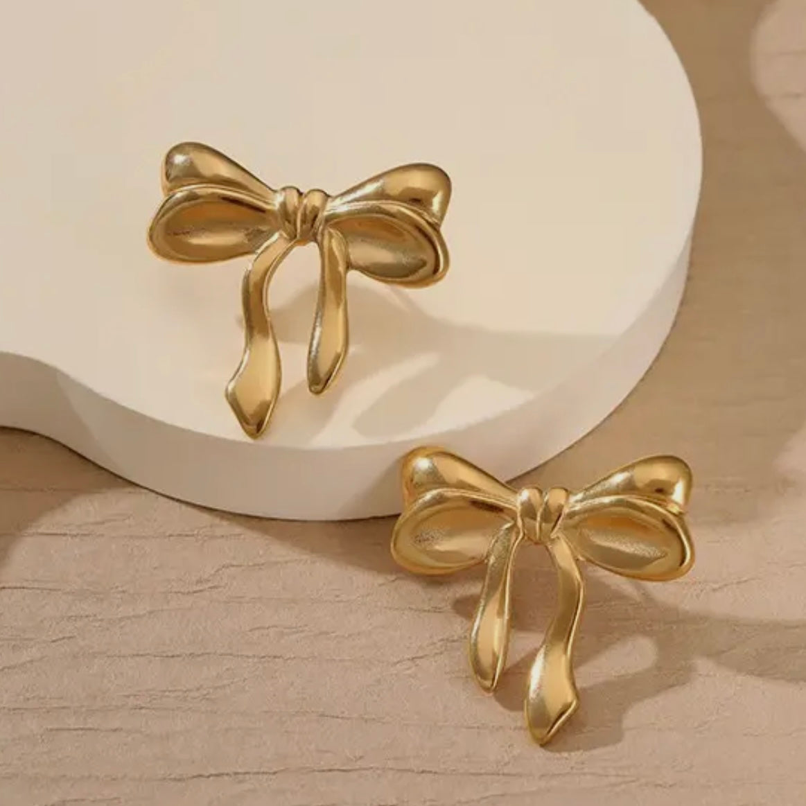 Gold Bow Stud Earrings