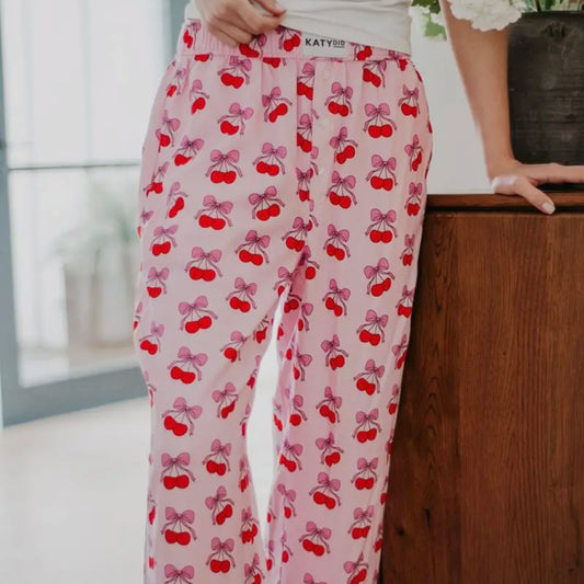 Cherry Bows Valentine's Pajama Pants