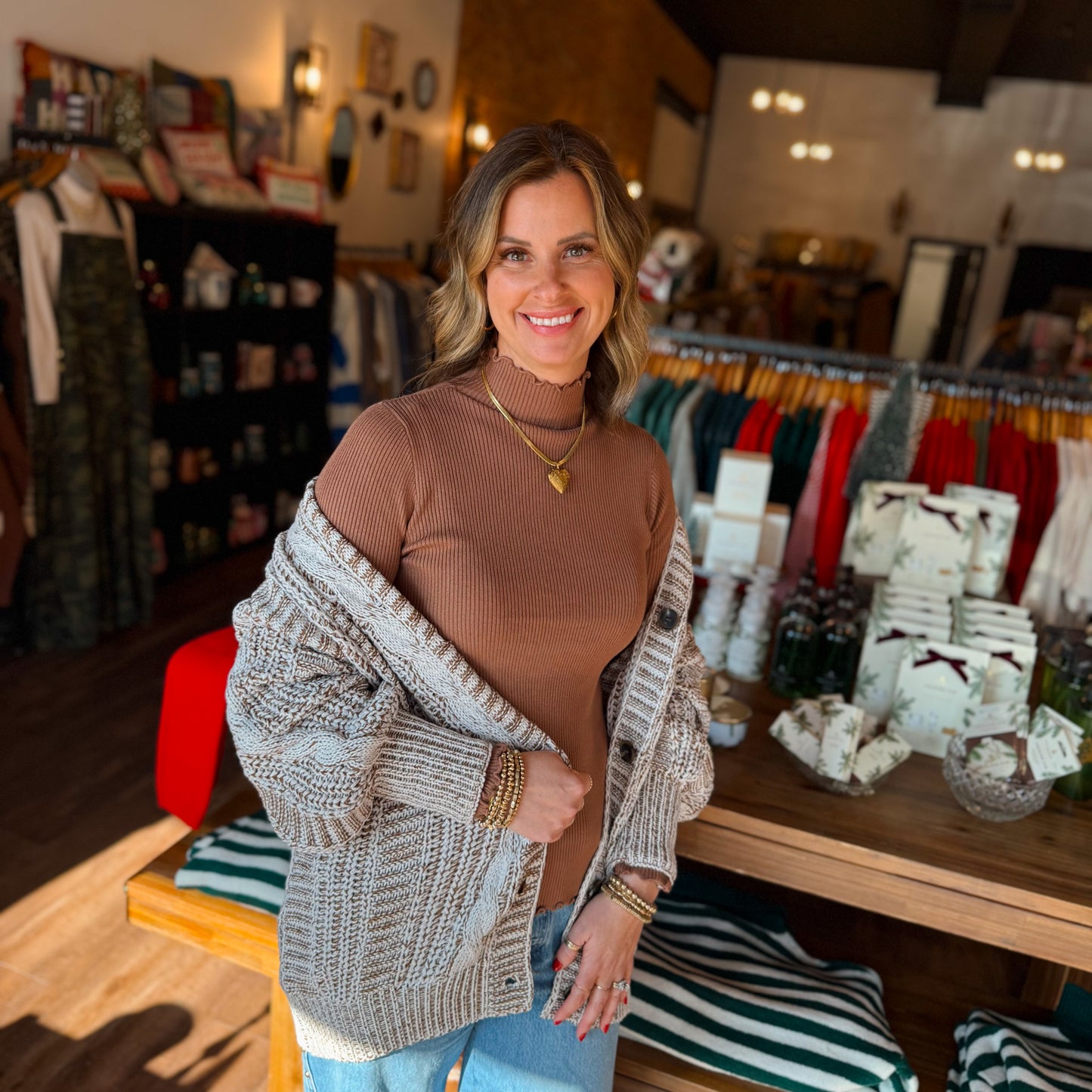 Ribbed Lettuce Trim Turtle Neck Sweater Top