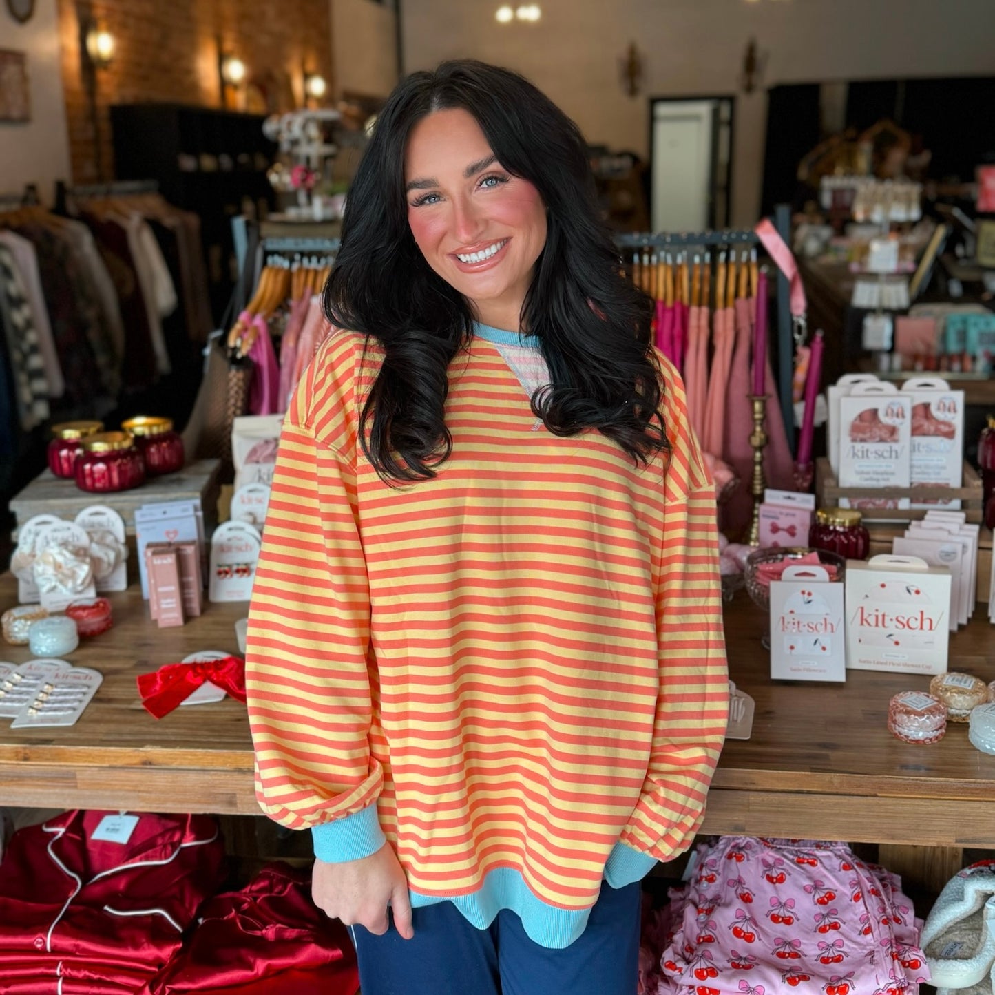 Multi Color Striped Crewneck