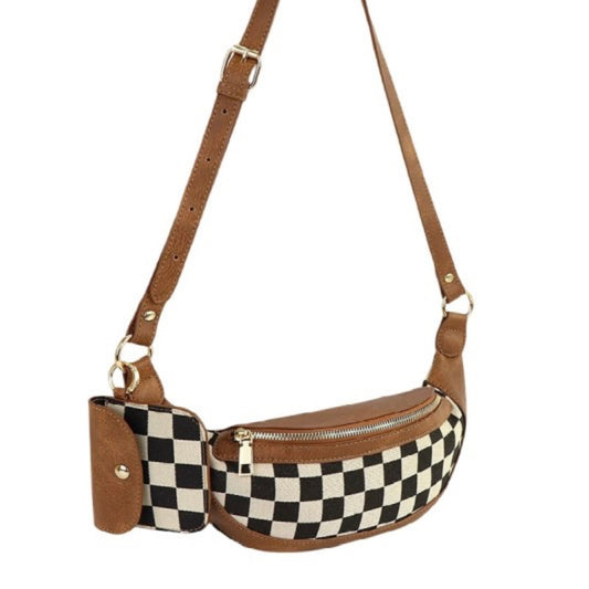 Checkered Crossbody Fanny Pack & Wallet