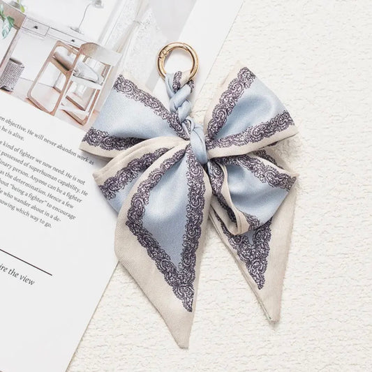 Vintage Print Bow Scarf Bag Charm