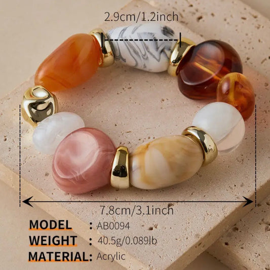 Irregular Acrylic Color Block Elastic Bracelet