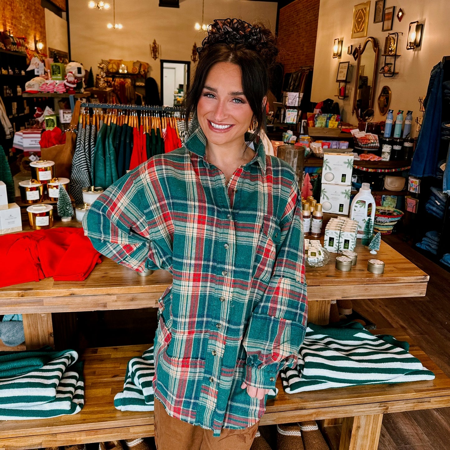 Oversized Distressed Mineral Wash Flannel