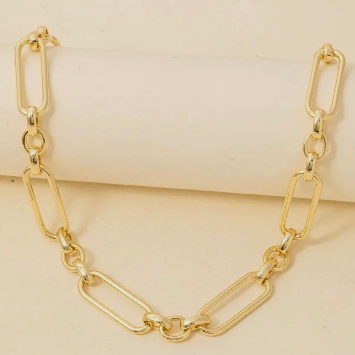 Gold Dipped Long Oval Classic Chain Necklace