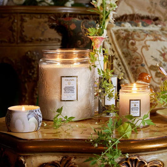 Voluspa Jasmine Midnight Blooms Luxe Jar Candle