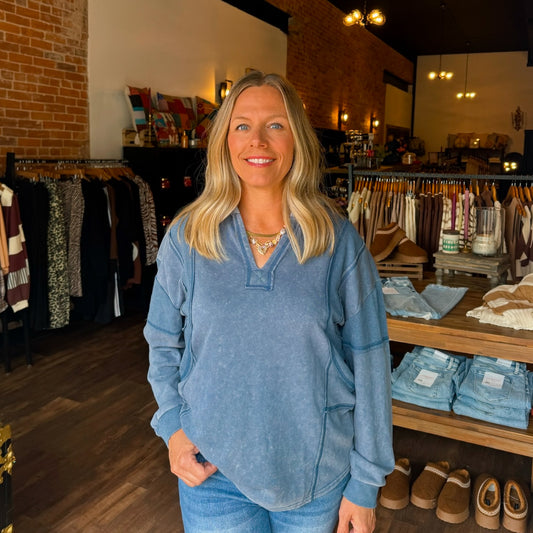 Mineral Washed French Terry Knit Top