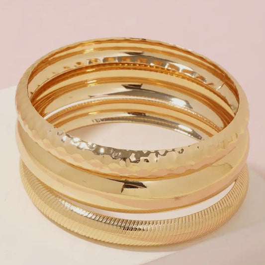 Mixed Metallic Bangle Bracelet Set