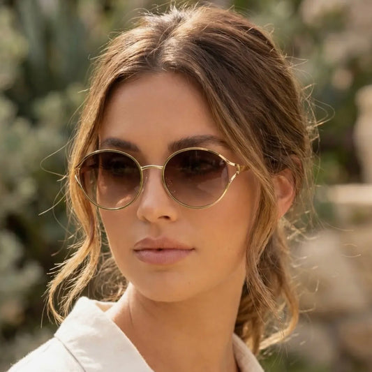 Oval Lens Metal Frame Sunglasses Set