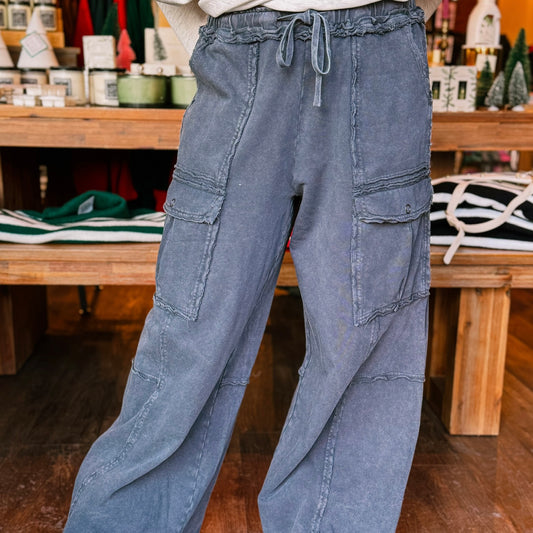 Mineral Washed Terry Knit Cargo Sweats
