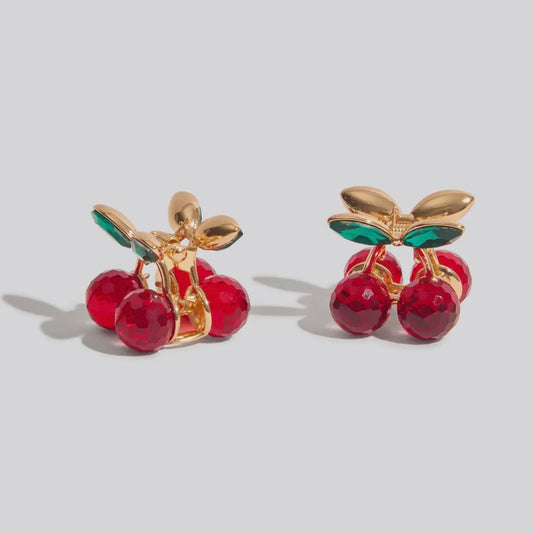 Mini Rhinestone Claw Clips 2pc Set - Cherry