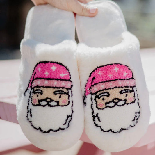 Pink Santa Face Slippers