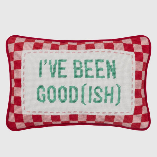 Been Good(ish) Embroidered Needlepoint Pillow