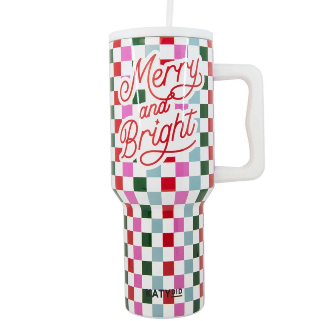 Merry & Bright Checkered Tumbler Cup