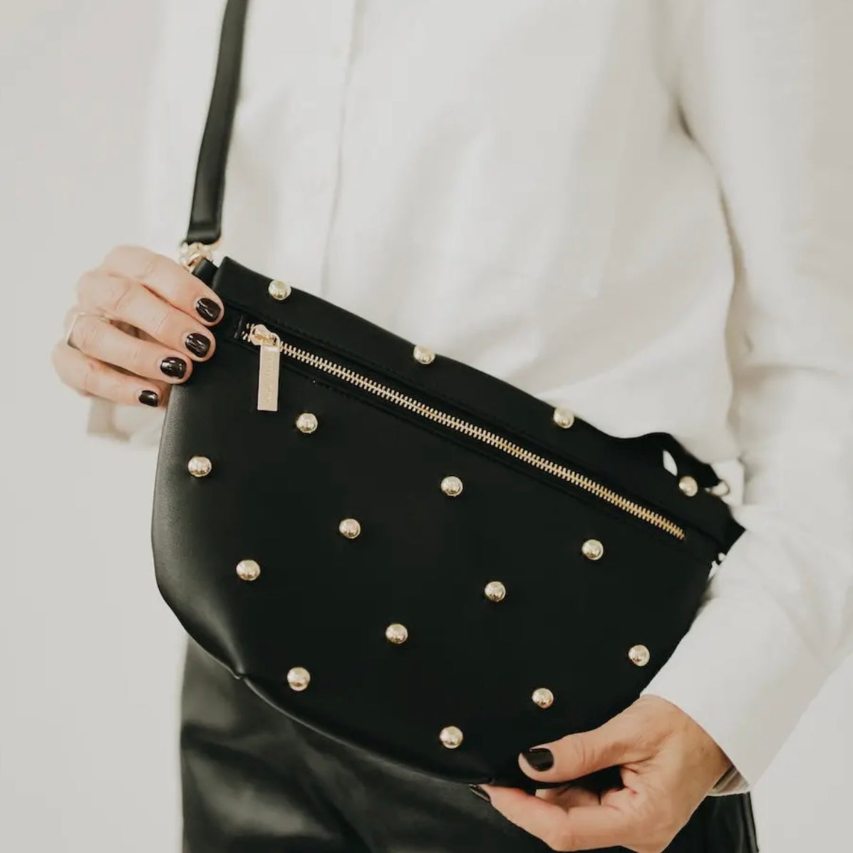 Chic Gold Studded Bum Bag
