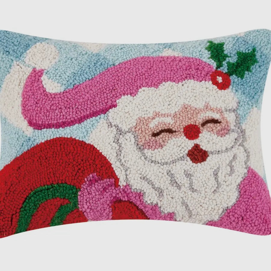 Festive Gingham Santa Hook Pillow