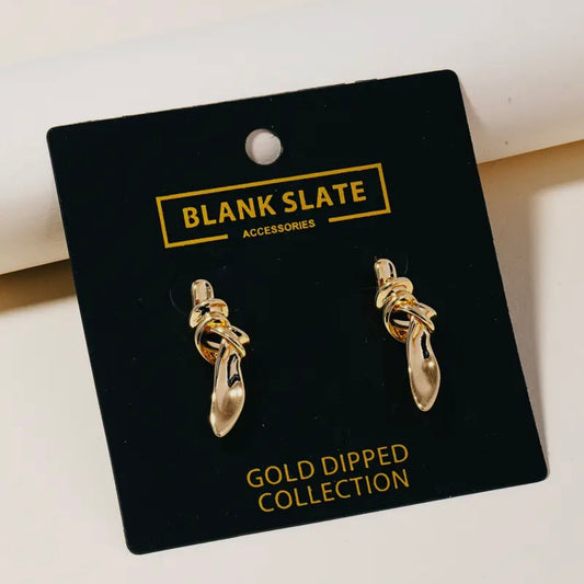 Gold Dipped Ornate Metallic Twist Earrings