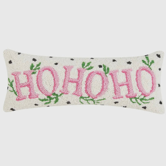 Spotted Holiday Ho Ho Ho Hook Pillow