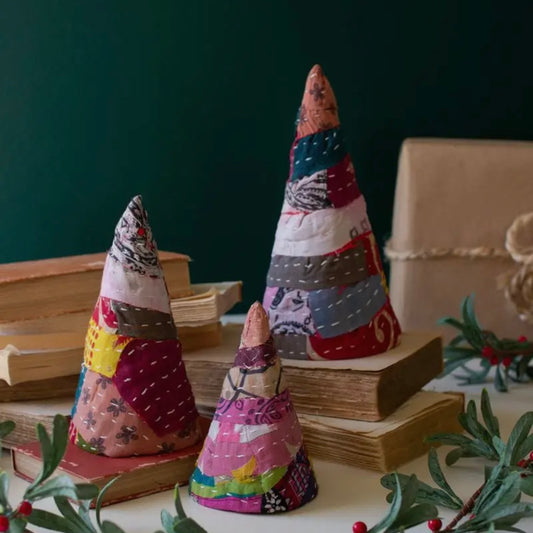 Kantha Christmas Topiaries