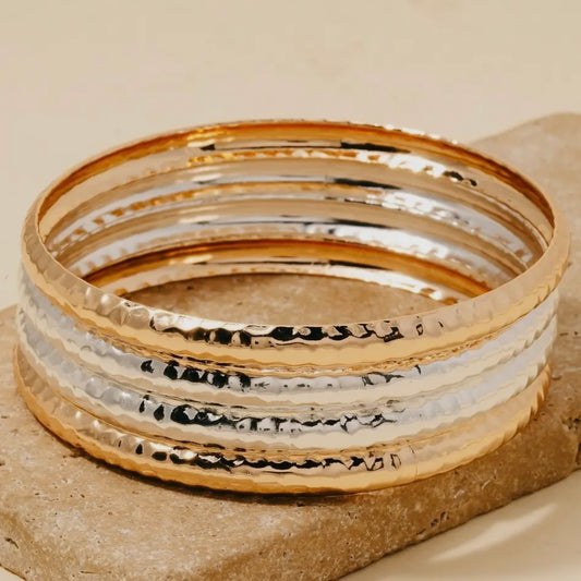 Textured Bangle Bracelet Set