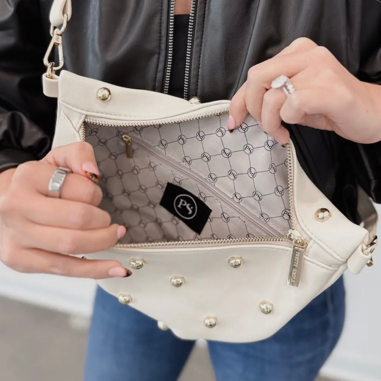 Chic Gold Studded Bum Bag