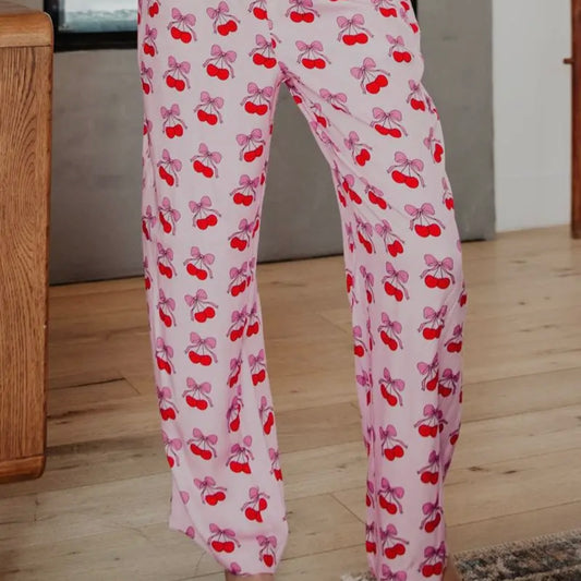 Cherry Bows Valentine's Pajama Pants